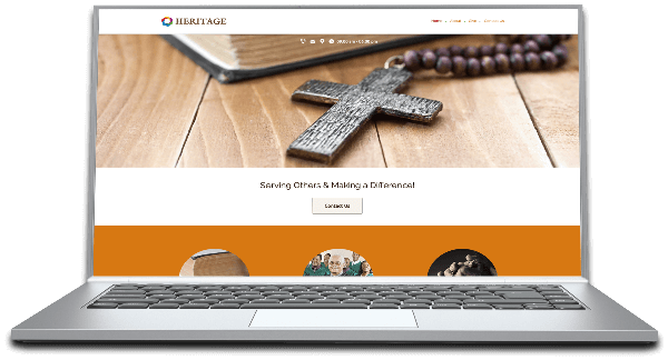 Church website on laptop